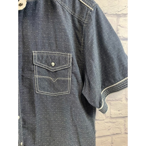 BKE Men's Standard Fit Pearl Snap XL Short Sleeve Shirt Pockets Blue Gray - Picture 3 of 11
